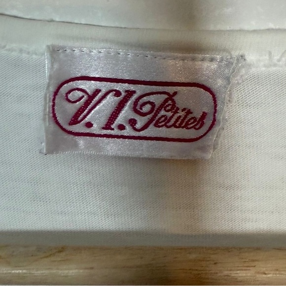 V.I. Petites White Embroidered Floral T-Shirt Women’s Size L (Approx) - Picture 5 of 5